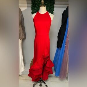 Red Ruffle Betsy & Adam dress